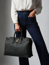 Handbag Equestre Leather Etrier Black equestre EEQT142L-vue-porte
